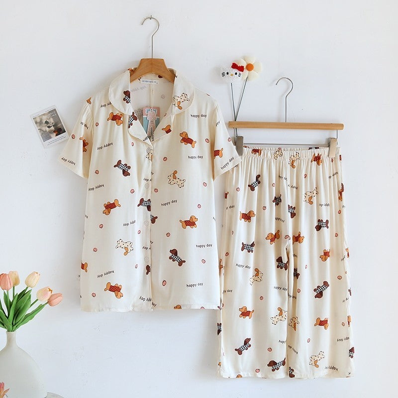 ชุดนอน Muslin Pajamas Organic bamboo รุ่นHappy Dogs Day(A1026 B1026 E1026)|ชุดนอนมีบรา,ชุดนอนผู้หญิง