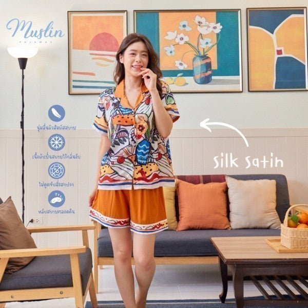 ชุดนอน Muslin Pajamas Silk Satin ( N1099 T1099 )