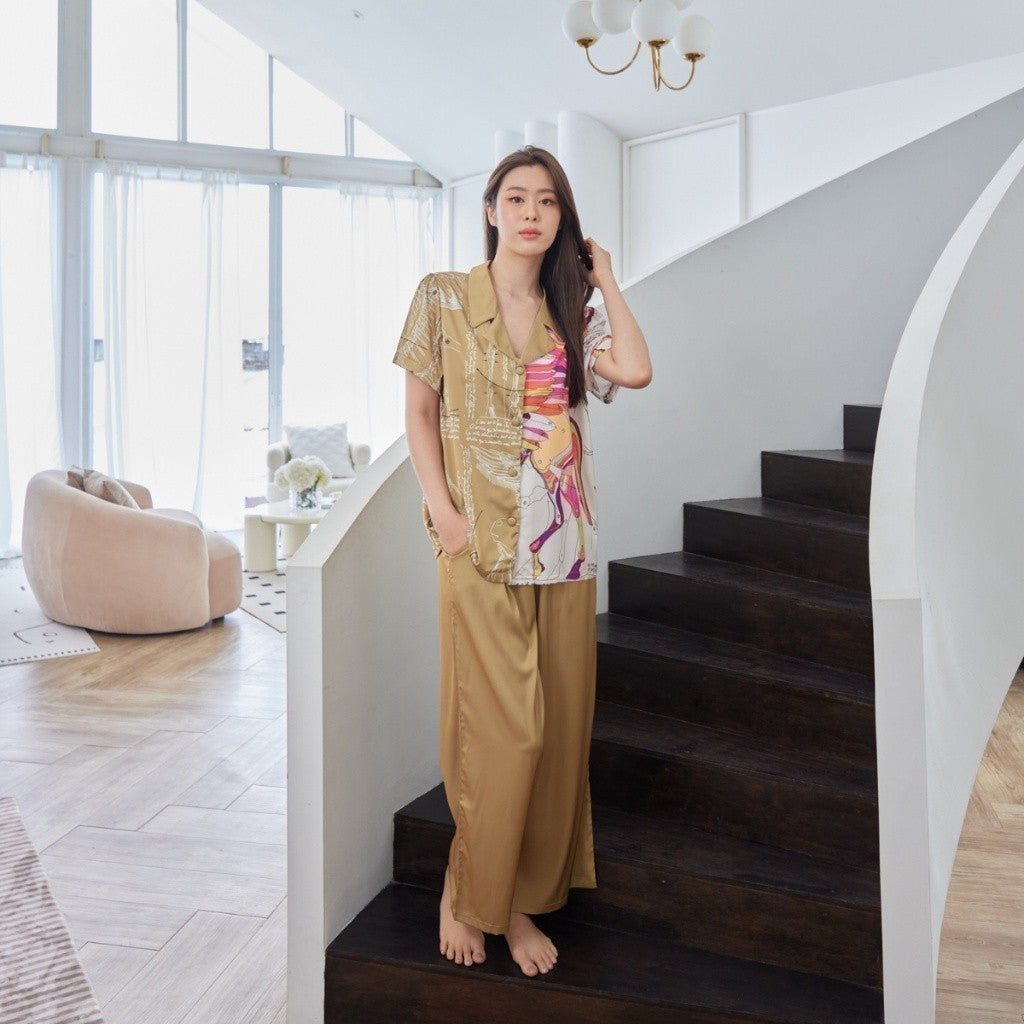 ชุดนอน Muslin Pajamas Silk Satin( รุ่น N849 T849 P849 T1190 T1191 T1192 N1190 N1191 )