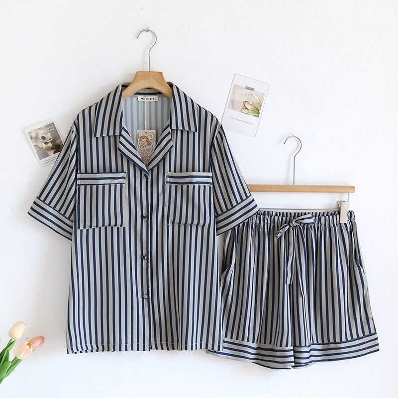 ชุดนอนMuslin Pajamas Collection Muslin Petรุ่นNavy Lines(N3225 N3227 Y3225 T3225 T3227 Y3226 Y3227 Y3233)|ชุดนอนครอบครัว