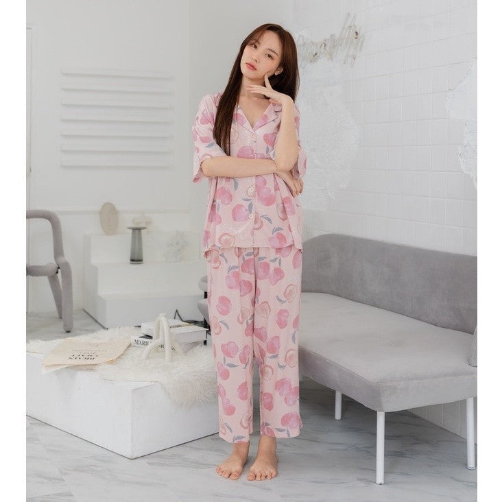 ชุดนอน Muslin Pajamas Organic Bamboo รุ่น พีช (G108 A108) |ชุดนอนชุดเที่ยว,ชุดนอนผู้หญิง