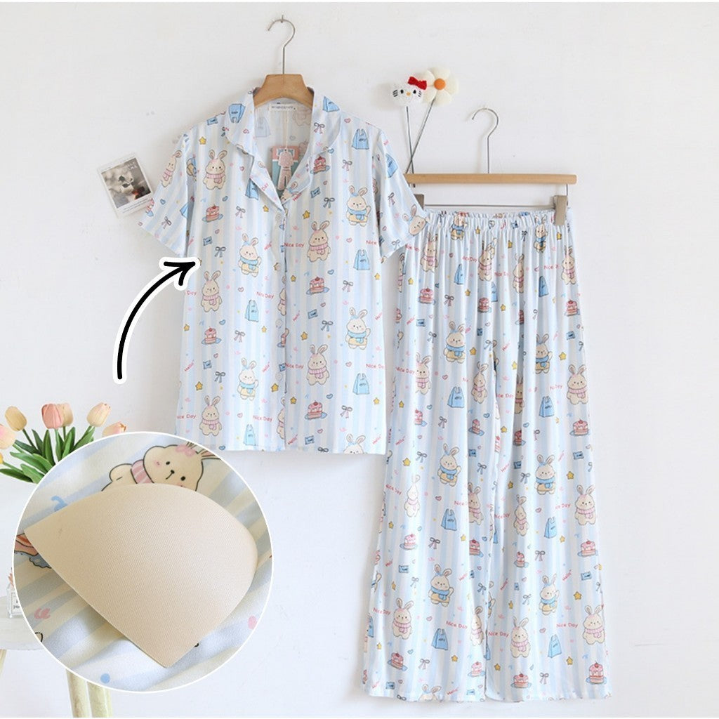 ชุดนอน Muslin Pajamas Organic bambooรุ่นCozy Buns(A1033 B1033 E1033)|ชุดนอนมีบราในตัว,ชุดนอนผู้หญิง
