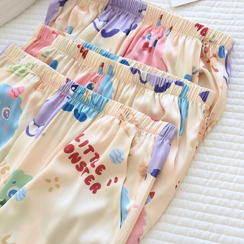 ชุดนอน Muslin Pajamas Silk Satin รุ่นCute Little Monsters(N5097 T5097 K5097)|ชุดนอนมีบราในตัว,ชุดนอนผู้หญิง