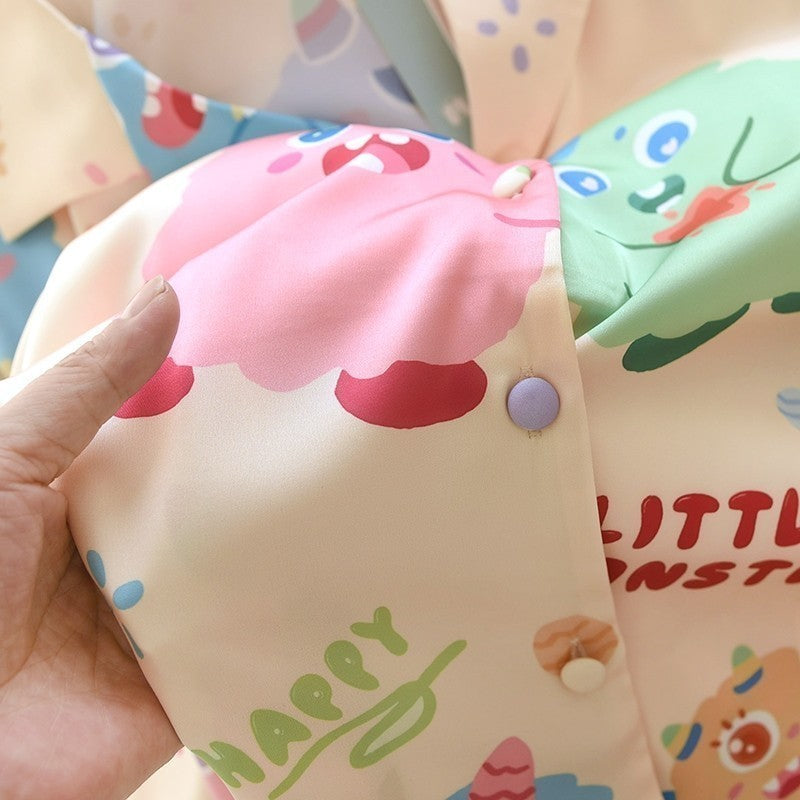 ชุดนอน Muslin Pajamas Silk Satin รุ่นCute Little Monsters(N5097 T5097 K5097)|ชุดนอนมีบราในตัว,ชุดนอนผู้หญิง