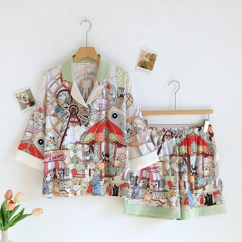 ชุดนอน Muslin Pajamas Silk Satin Carnival Whimsy Oversize (W2100 V2100 K2100)