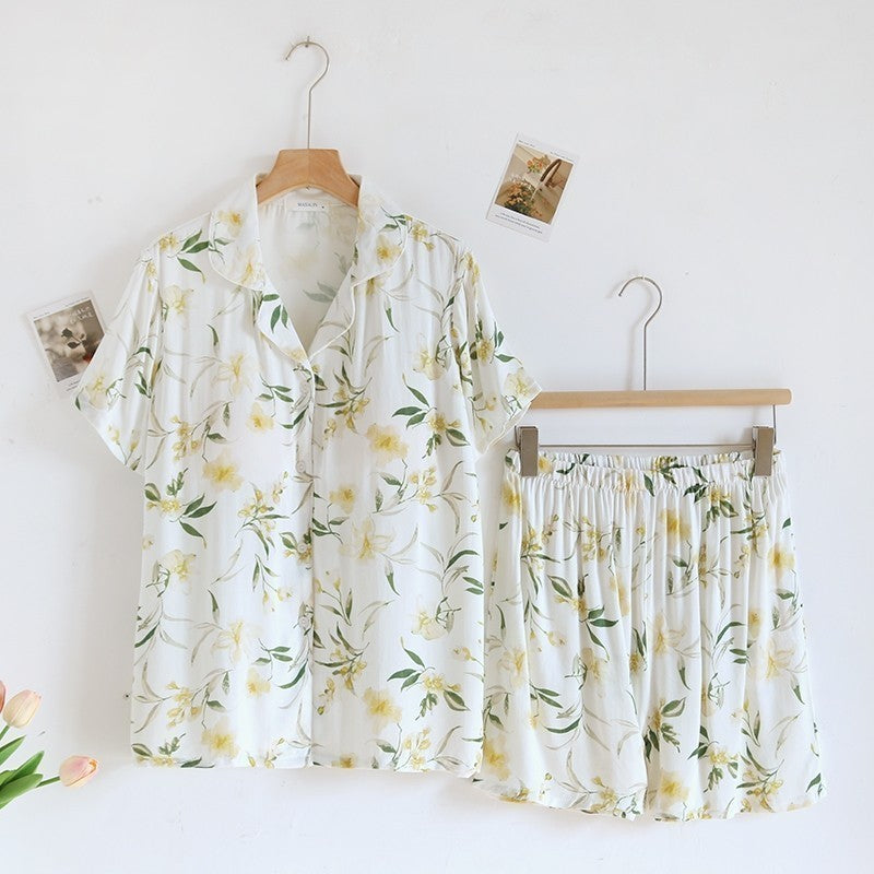 ชุดนอน Muslin Pajamas Organic bamboo รุ่น Flower Blue (A1016 B1016 E1016)|ชุดนอนผู้หญิง