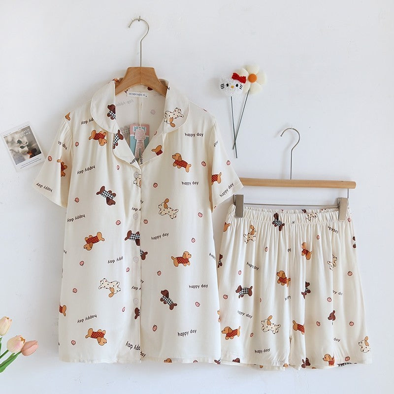 ชุดนอน Muslin Pajamas Organic bamboo รุ่นHappy Dogs Day(A1026 B1026 E1026)|ชุดนอนมีบรา,ชุดนอนผู้หญิง