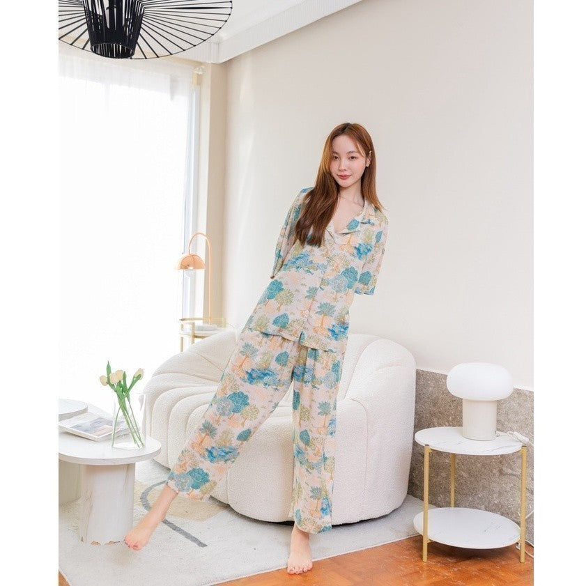 ชุดนอน Muslin Pajamas Organic bamboo รุ่น พื้นขาว รวมสัตว์ (G338 G343)|ชุดนอนผู้หญิง