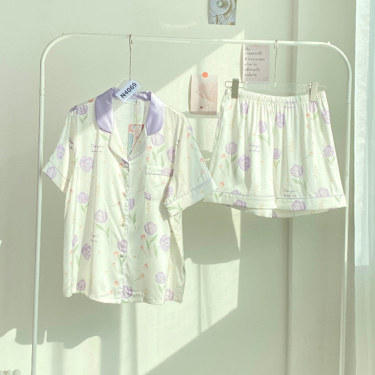 ชุดนอน Muslin Pajamas  ชุดนอน Silk Satin ( รุ่น Poppy Me  N4068 N4069 )