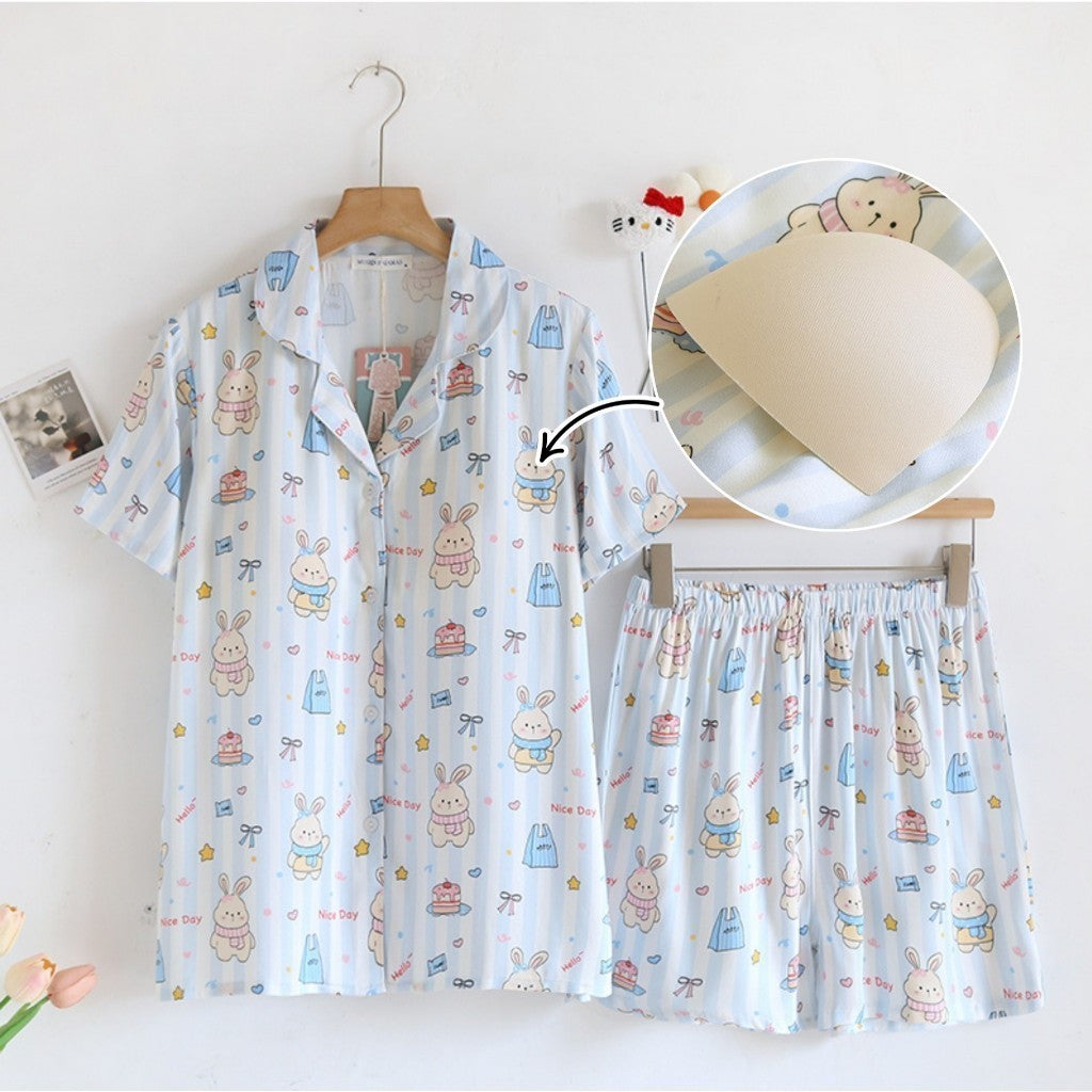ชุดนอน Muslin Pajamas Organic bambooรุ่นCozy Buns(A1033 B1033 E1033)|ชุดนอนมีบราในตัว,ชุดนอนผู้หญิง