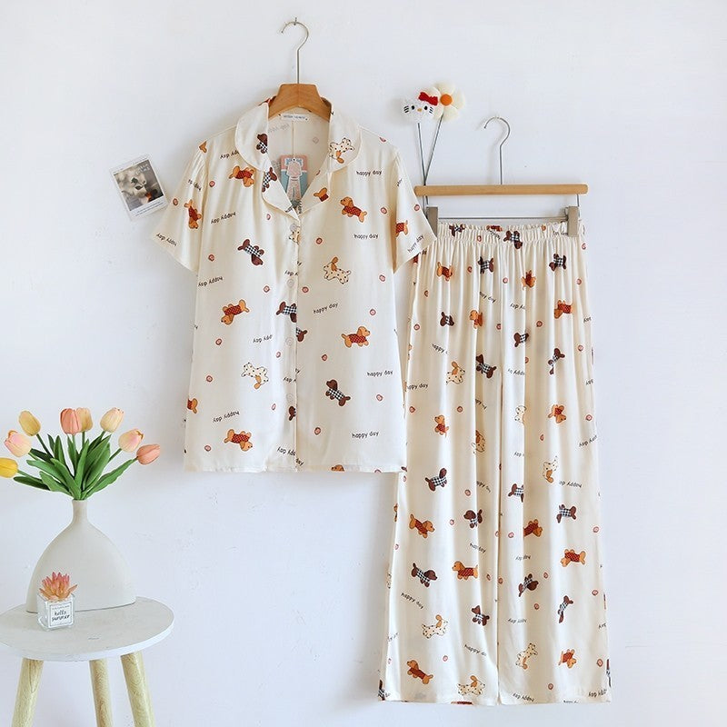 ชุดนอน Muslin Pajamas Organic bamboo รุ่นHappy Dogs Day(A1026 B1026 E1026)|ชุดนอนมีบรา,ชุดนอนผู้หญิง