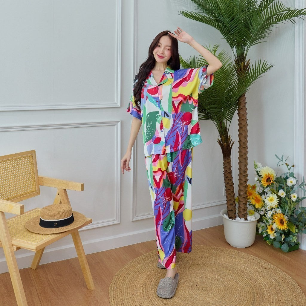 ชุดนอน Muslin Pajamas Silk Satin รุ่น Summer Tropic (N3087 L3087 T3087 P3087)