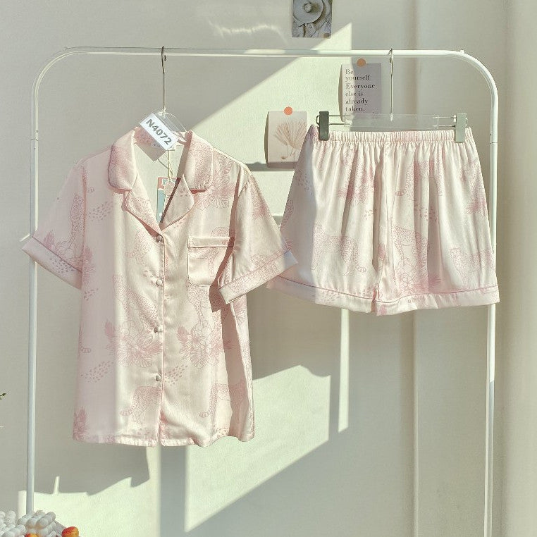ชุดนอน Muslin Pajamas ชุดนอน Silk Jacquard ( รุ่น Leopard Bouquet  N4070 N4071 N4072)
