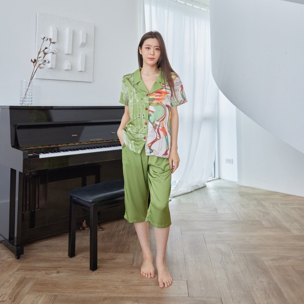 ชุดนอน Muslin Pajamas Silk Satin( รุ่น N849 T849 P849 T1190 T1191 T1192 N1190 N1191 )