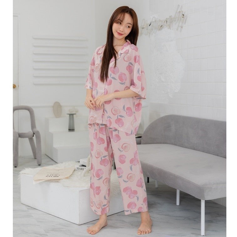 ชุดนอน Muslin Pajamas Organic Bamboo รุ่น พีช (G108 A108) |ชุดนอนชุดเที่ยว,ชุดนอนผู้หญิง