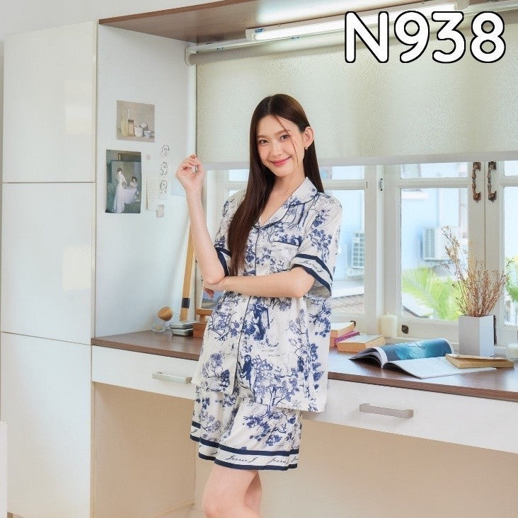 ชุดนอนMuslin Pajamas Silk Satin รุ่น Black Forest (L938 N938 T938 P938 V938 K938)|ชุดนอนผู้หญิง,ชุดนอนชุดเที่ยว