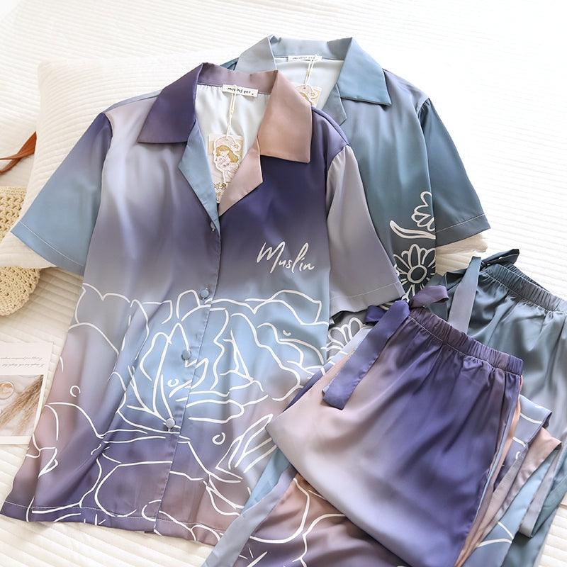 ชุดนอน Muslin Pajamas Collection Muslin Pet รุ่น hydrangea (T3259 T3260) | ชุดนอนชุดเที่ยว