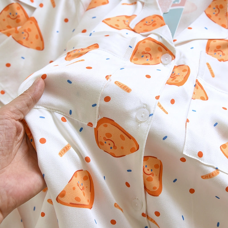 ชุดนอน Muslin Pajamas Organic bamboo รุ่น Pizza buddies (A1049 B1049 E1049) | ชุดนอนผู้หญิง