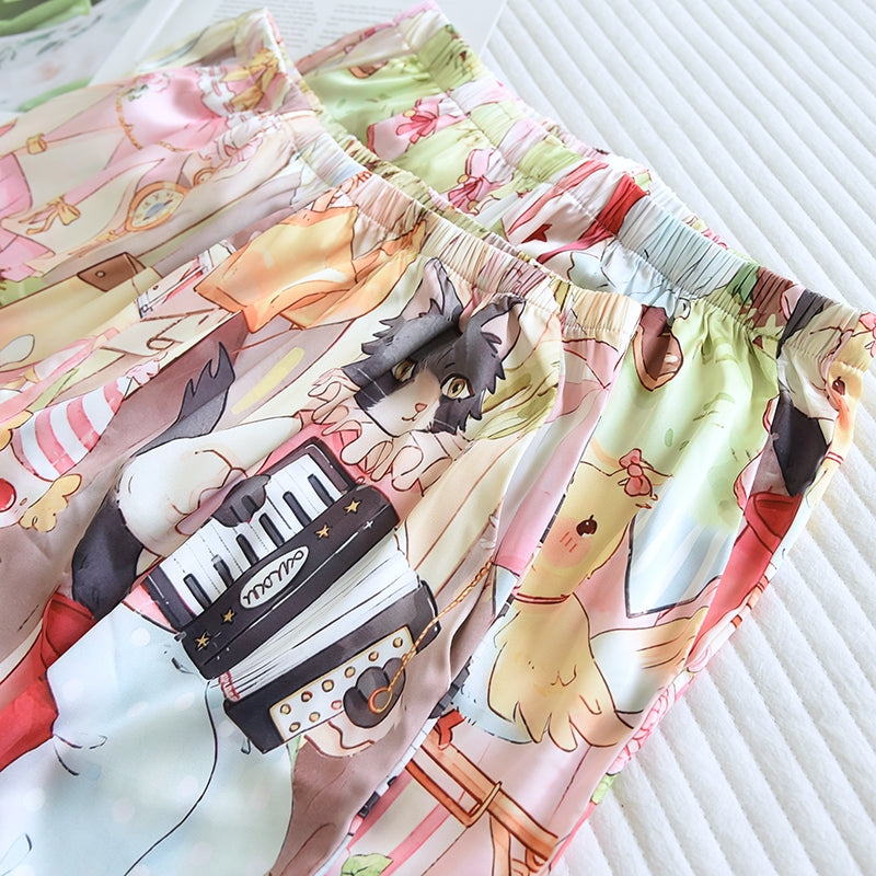 ชุดนอน Muslin Pajamas Silk Satin รุ่น Lullaby Land (W2172 V2172) | ชุดนอนชุดเที่ยว,ชุดนอนผู้หญิง