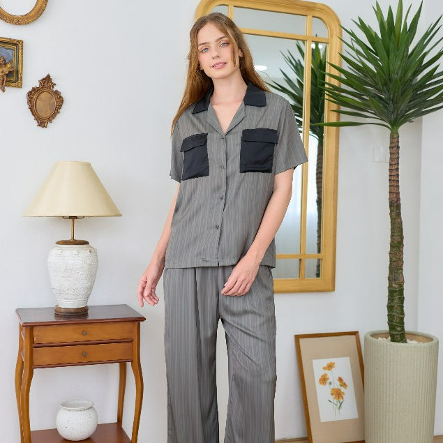 ชุดนอน Muslin Pajamas Collection Muslin Pet  รุ่น Davy's Gray (N3267 T3267 Y3267 Y3268)|ชุดนอนคู่รัก