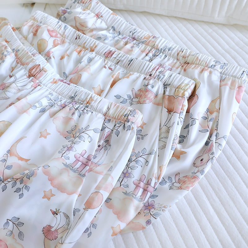 ชุดนอน Muslin Pajamas Silk Satin รุ่น Dreamy Goose Garden (N5153 T5153 K5153) | ชุดนอนผู้หญิง