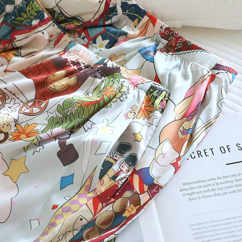 ชุดนอน Muslin Pajamas Silk Satin รุ่น Dreamy Kingdom (W2166 V2166) | ชุดนอนผู้หญิง