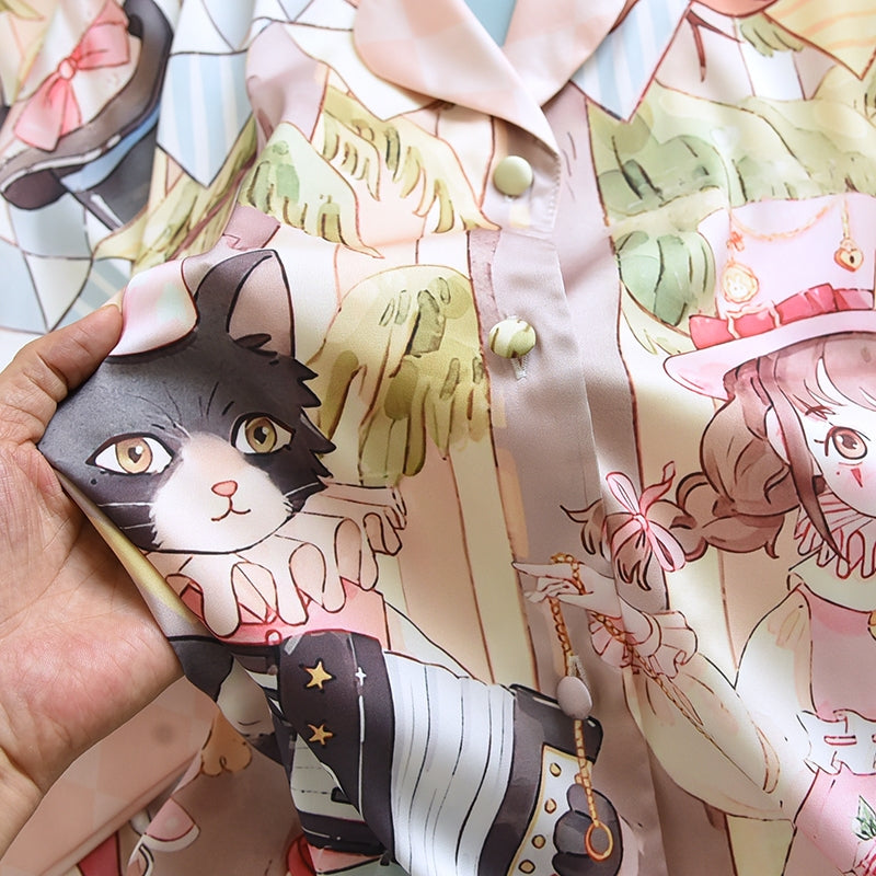 ชุดนอน Muslin Pajamas Silk Satin รุ่น Lullaby Land (W2172 V2172) | ชุดนอนชุดเที่ยว,ชุดนอนผู้หญิง