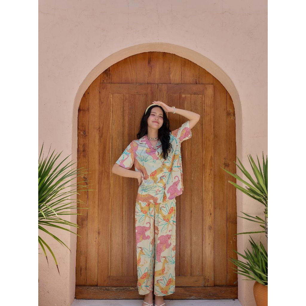 ชุดนอน Muslin Pajamas Silk Satin รุ่นHappy Safari(N5135 T5135 L5135)|ชุดนอนผู้หญิง,ชุดนอนชุดเที่ยว
