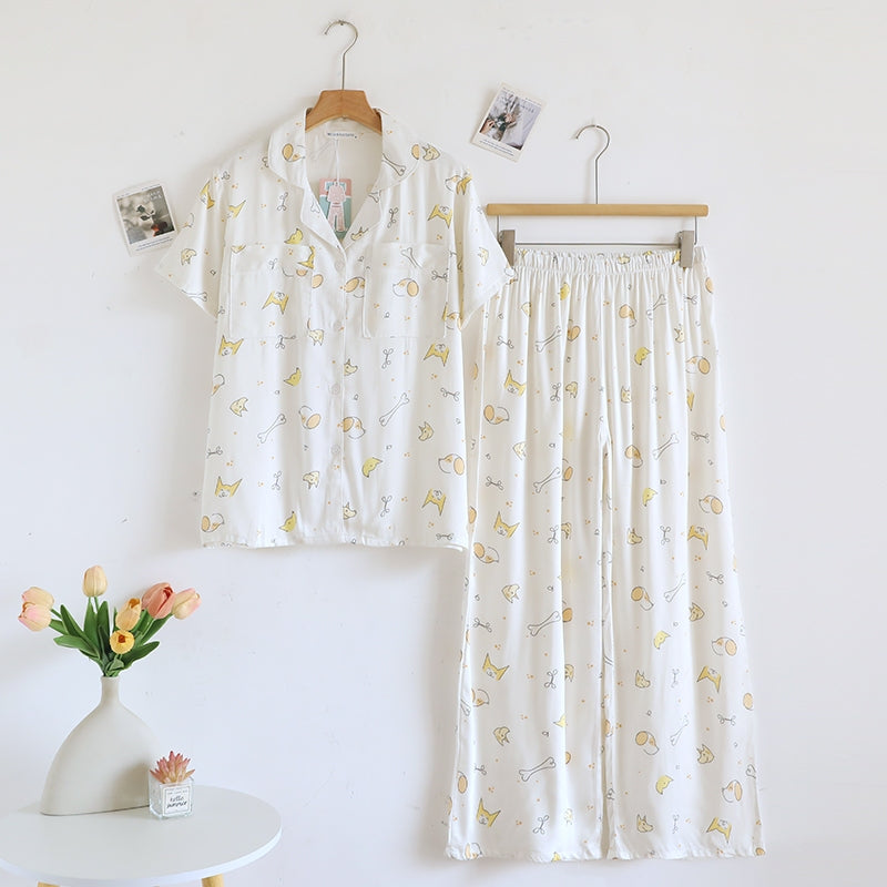 ชุดนอน Muslin Pajamas Organic bamboo รุ่น Puppy Picnic (A1050 B1050 E1050) | ชุดนอนผู้หญิง