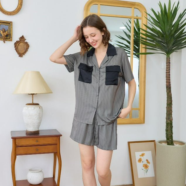 ชุดนอน Muslin Pajamas Collection Muslin Pet  รุ่น Davy's Gray (N3267 T3267 Y3267 Y3268)|ชุดนอนคู่รัก