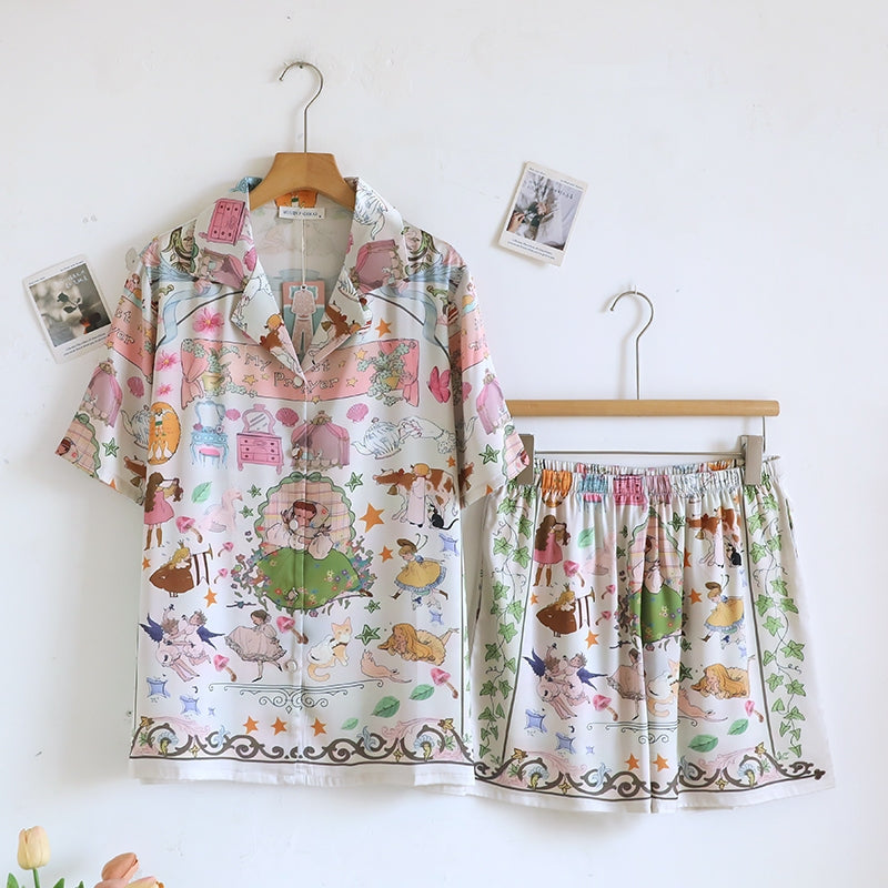 ชุดนอน Muslin Pajamas Silk Satin รุ่น Magic Wonderland (N5157 T5157) | ชุดนอนผู้หญิง