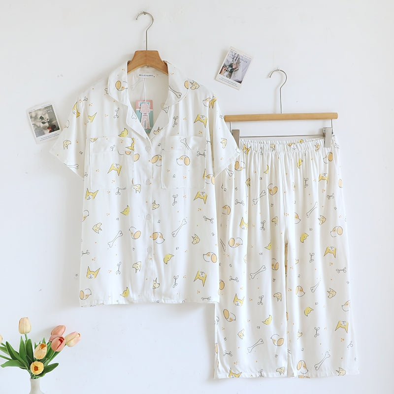 ชุดนอน Muslin Pajamas Organic bamboo รุ่น Puppy Picnic (A1050 B1050 E1050) | ชุดนอนผู้หญิง