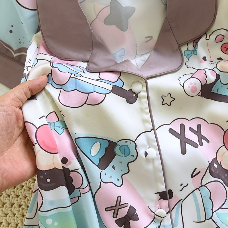 ชุดนอน Muslin Pajamas Silk Satin รุ่น Creamy Parfait (N5139 T5139 M5139) | ชุดนอนแม่ลูก,ชุดนอนมีบรา