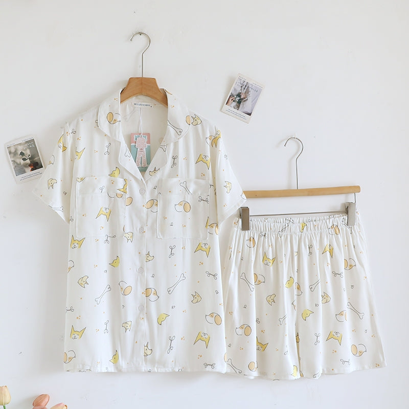 ชุดนอน Muslin Pajamas Organic bamboo รุ่น Puppy Picnic (A1050 B1050 E1050) | ชุดนอนผู้หญิง