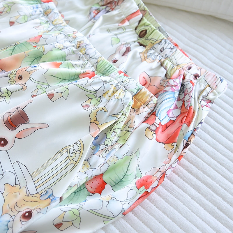 ชุดนอน Muslin Pajamas Silk Satin รุ่น Wonderland Whimsy (W2183 V2183) |ชุดนอนชุดเที่ยว,ชุดนอนผู้หญิง