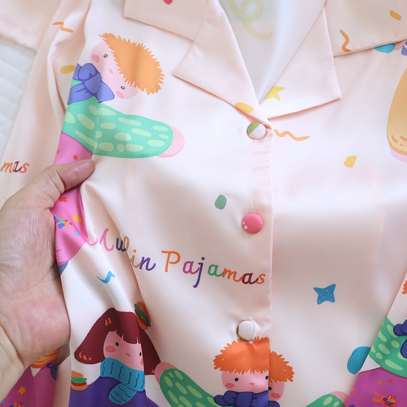 ชุดนอน Muslin Pajamas Silk Satin รุ่น Happy Family (N5127 T5127 M5127) | ชุดนอนผู้หญิง ชุดนอนเด็ก ชุดแม่ลูก
