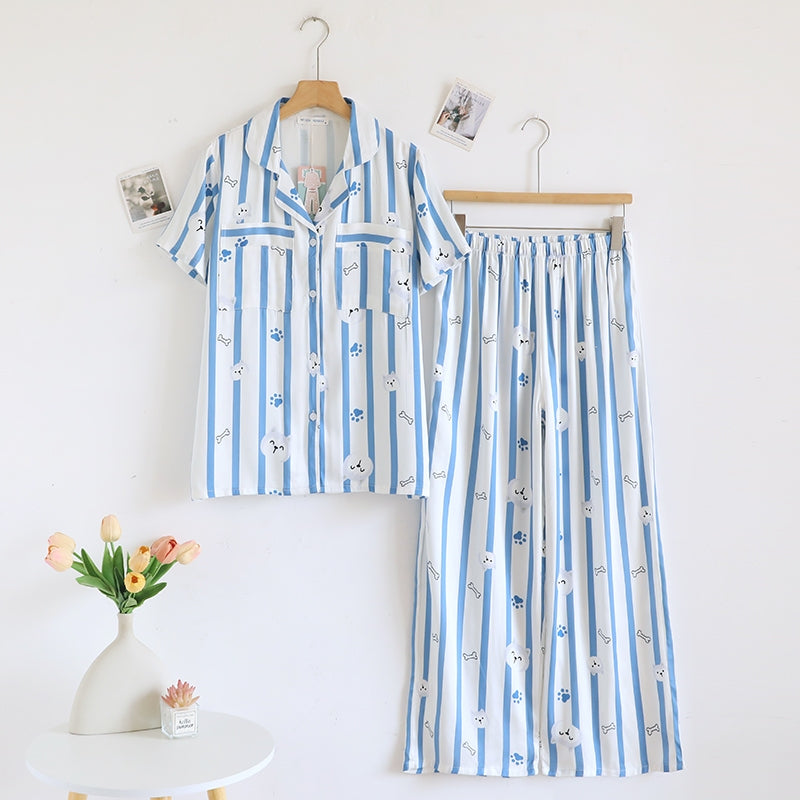 ชุดนอน Muslin Pajamas Organic bamboo รุ่น Woofy Walks (A1051 B1051 E1051) | ชุดนอนผู้หญิง
