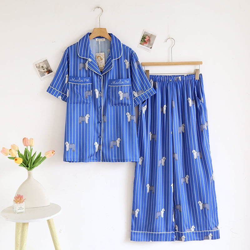 ชุดนอน Muslin Pajamas Muslin Pet รุ่น Puppy Muslin(5124 5125 5126)ชุดนอนผู้หญิง ชุดนอนเด็ก ชุดแม่ลูก