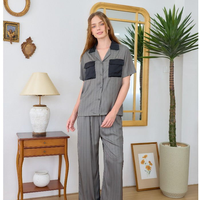 ชุดนอน Muslin Pajamas Collection Muslin Pet  รุ่น Davy's Gray (N3267 T3267 Y3267 Y3268)|ชุดนอนคู่รัก