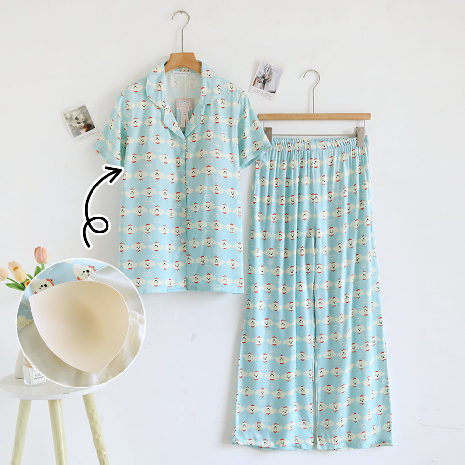 ชุดนอน Muslin Pajamas Organic bamboo รุ่นSnow Puppy (A1041 E1041 B1041)|ชุดนอนมีบรา,ชุดนอนผู้หญิง