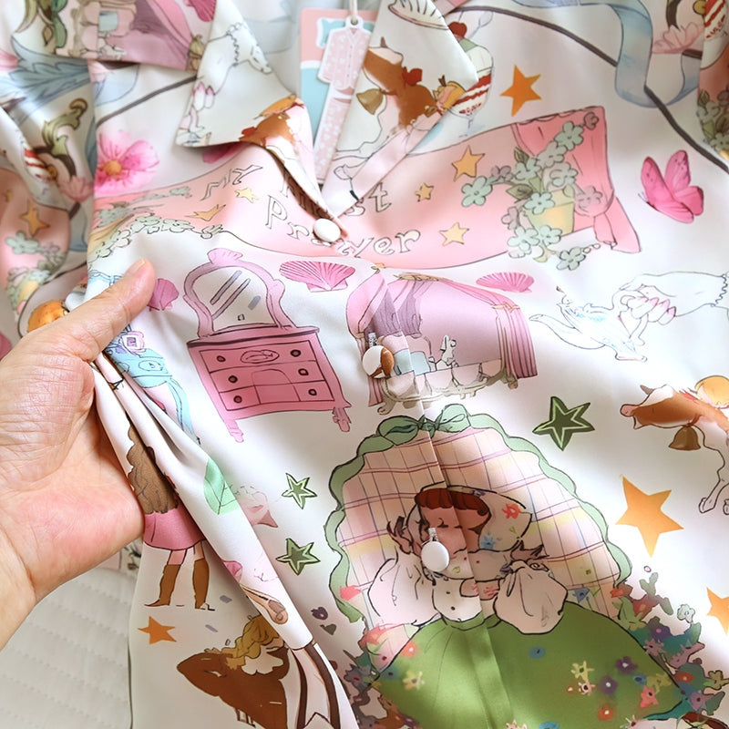 ชุดนอน Muslin Pajamas Silk Satin รุ่น Magic Wonderland (N5157 T5157) | ชุดนอนผู้หญิง