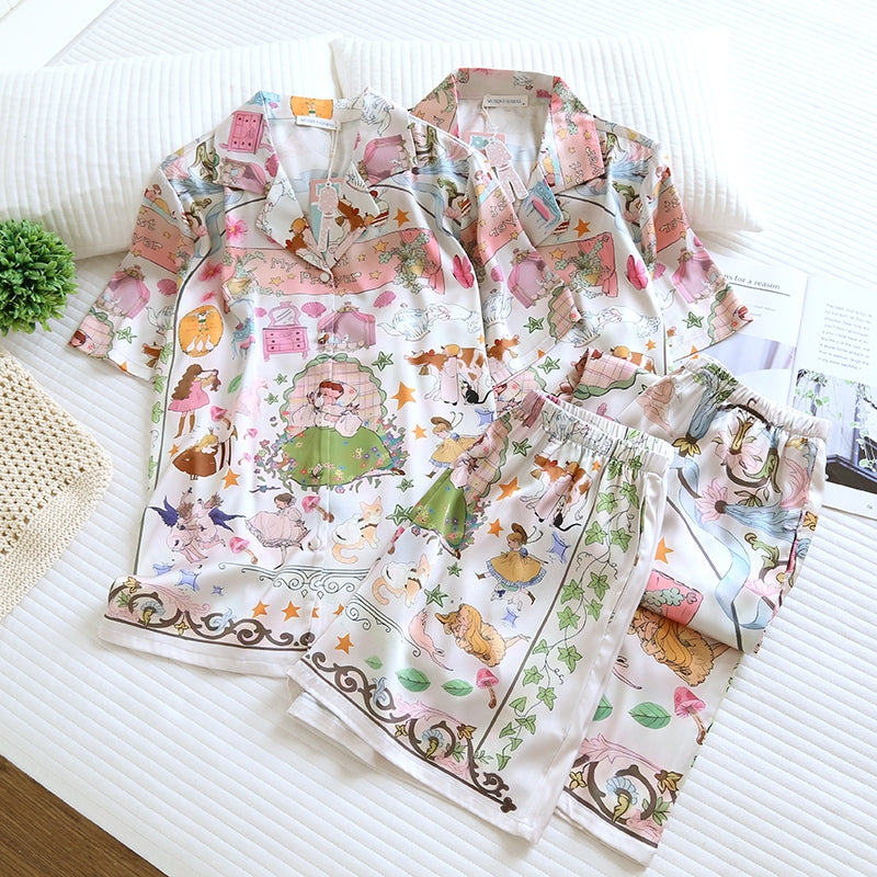 ชุดนอน Muslin Pajamas Silk Satin รุ่น Magic Wonderland (N5157 T5157) | ชุดนอนผู้หญิง