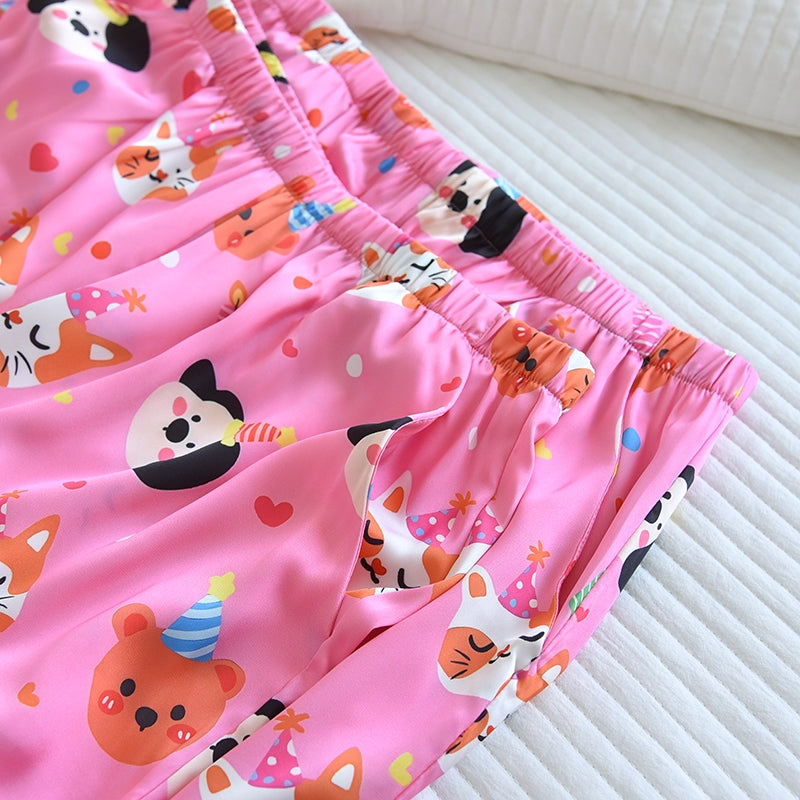 ชุดนอน Muslin Pajamas Silk Satin รุ่น Birthday Buddies (N5156 T5156) | ชุดนอนผู้หญิง