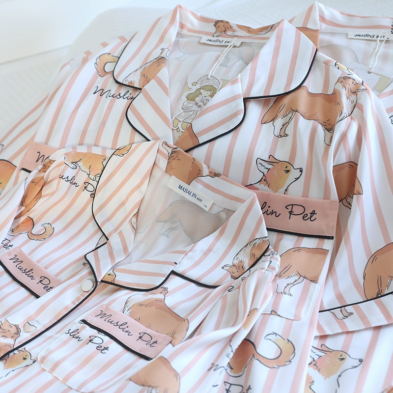 ชุดนอน Muslin Pajamas Muslin Pet รุ่น (N5137 T5137 M5137) | ชุดนอนแม่ลูก ชุดนอนผู้หญิง ชุดนอนเด็ก