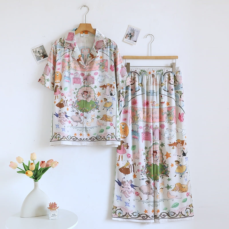 ชุดนอน Muslin Pajamas Silk Satin รุ่น Magic Wonderland (N5157 T5157) | ชุดนอนผู้หญิง