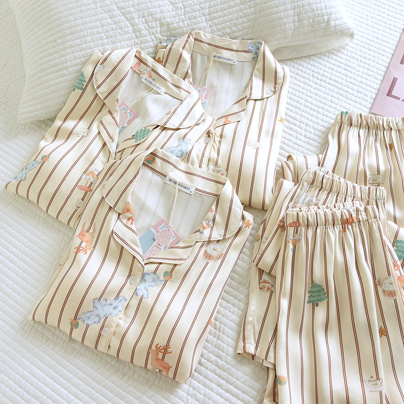 ชุดนอน Muslin Pajamas Organic bamboo รุ่นChirsmas Friends(A1043 E1043 B1043)|ชุดนอนมีบรา