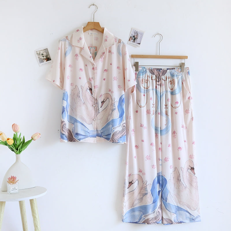 ชุดนอน Muslin Pajamas Silk Satin รุ่นForever Love (N5145 T5145)|ชุดนอนผู้หญิง,ชุดนอนชุดเที่ยว