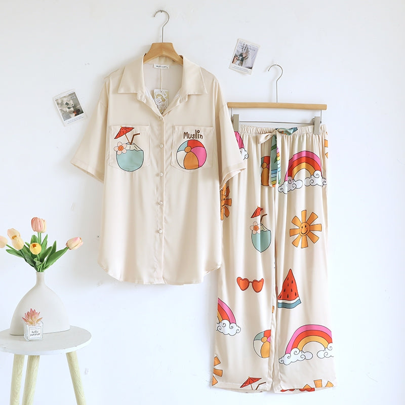 ชุดนอน Muslin Pajamas Muslin Pet รุ่นSummer (3253 3254 3245 3246 3247 3248 3249 3250)|ชุดนอนชุดเที่ยว