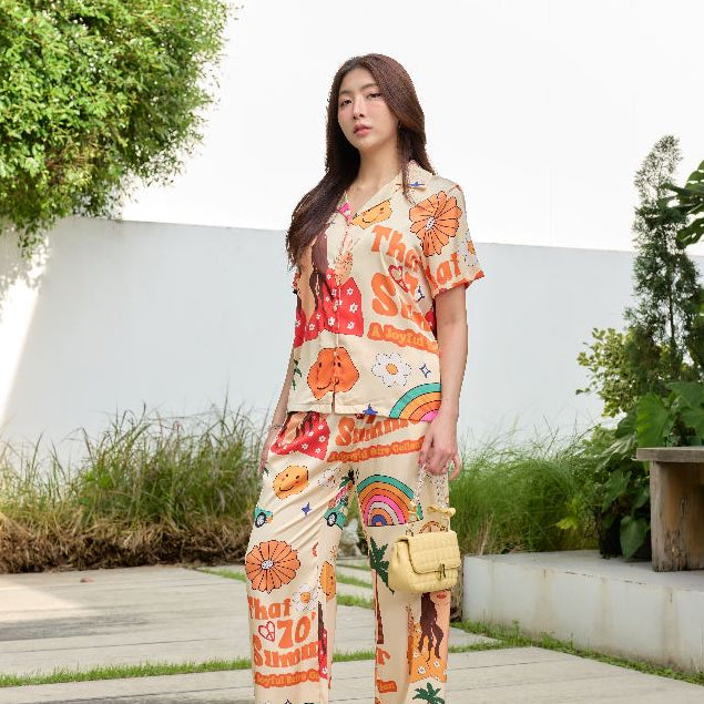 ชุดนอน Muslin Pajamas Silk Satin รุ่น70’s Sunshine Dreams (N2113 T2113 K2113 T3243)|ชุดนอนชุดเที่ยว,ชุดนอนผู้หญิง