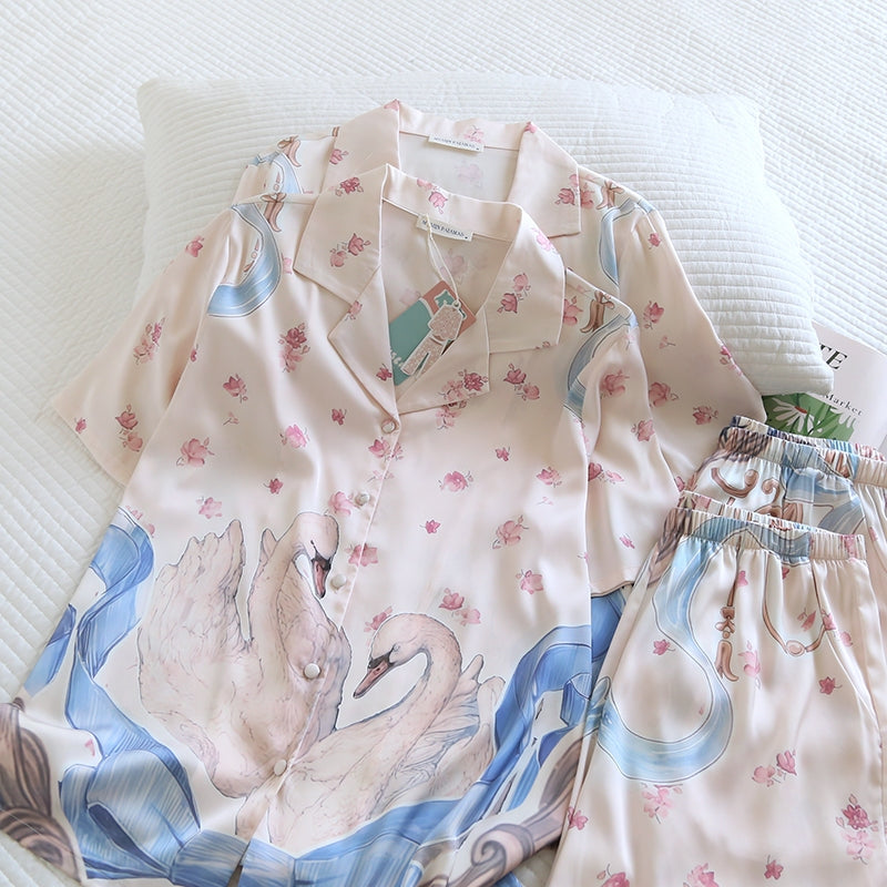 ชุดนอน Muslin Pajamas Silk Satin รุ่นForever Love (N5145 T5145)|ชุดนอนผู้หญิง,ชุดนอนชุดเที่ยว